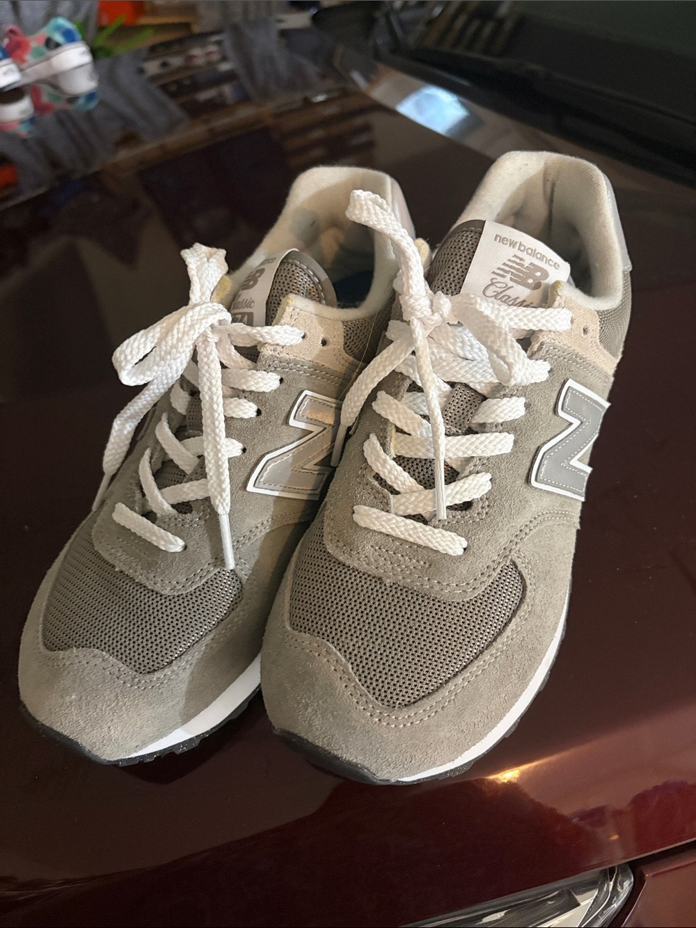 New Balance Kids Grey and White Classic Sneaker